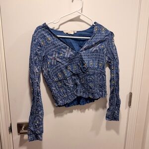Anthropology Blue Patterned Top